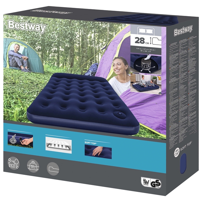 Матрас надувной Bestway Pavillo, 191×137×28 см, с встроенным ножным насосом, 67225 Матрас надувной Bestway Pavillo, 191×137×28 см, с встроенным ножным насосом, 67225