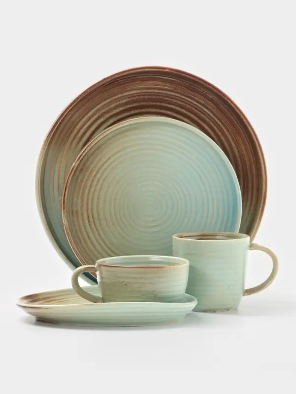 Чайная пара Magistro Sand Ripples, 2 предмета: чашка 300 мл, блюдце 19.8&times;15.8 см, фарфор, голубая