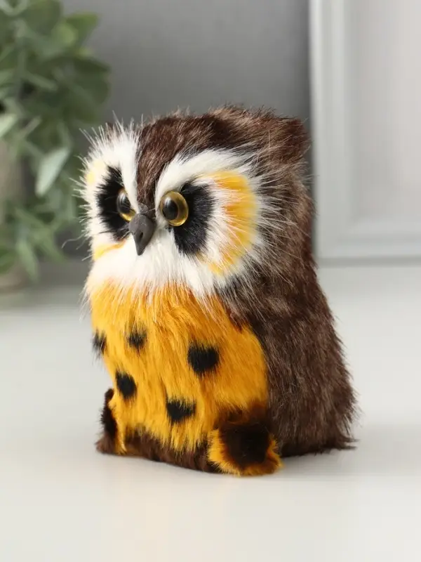 Фигурка-пушистик &laquo;Сова на ветке&raquo;, 7.5&times;8&times;11 см
