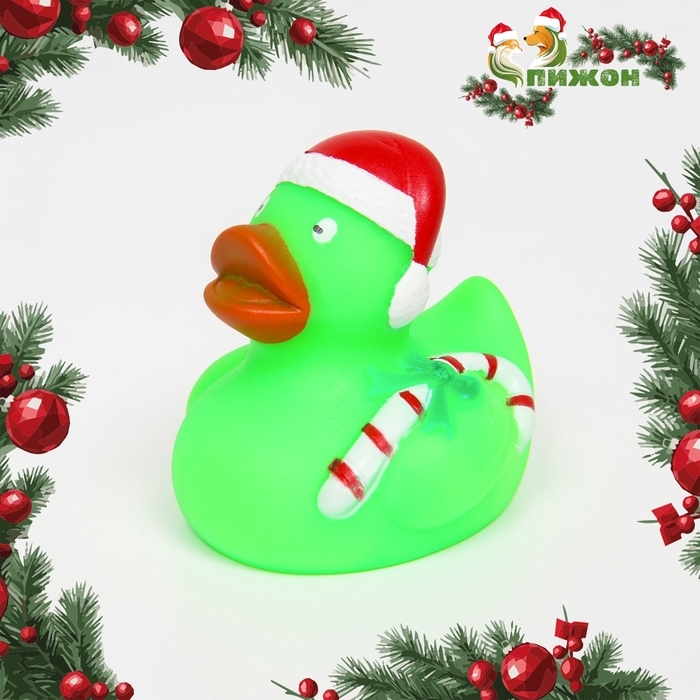 Игрушка пищащая для собак Игрушка пищащая для собак "Новогодняя уточка", виниловая 8 х 8 см