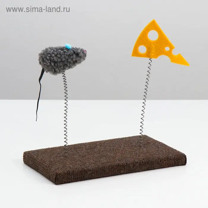 Игрушка для кошек с дразнилками  Игрушка для кошек с дразнилками "Мышь и сыр", 26 х 14,5 х 22 см  микс цветов