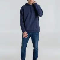 Толстовка с капюшоном унисекс Hoodie, синий меланж, размер XS