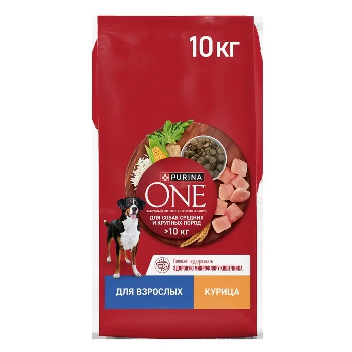 Сухой корм Purina One medium/maxi для взрослых собак, курица/рис, 10 кг Сухой корм Purina One medium/maxi для взрослых собак, курица/рис, 10 кг