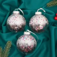 Ёлочные игрушки «Праздничное настроение», шары новогодние, набор 3 шт., d=8 см Ёлочные игрушки «Праздничное настроение», шары новогодние, набор 3 шт., d=8 см