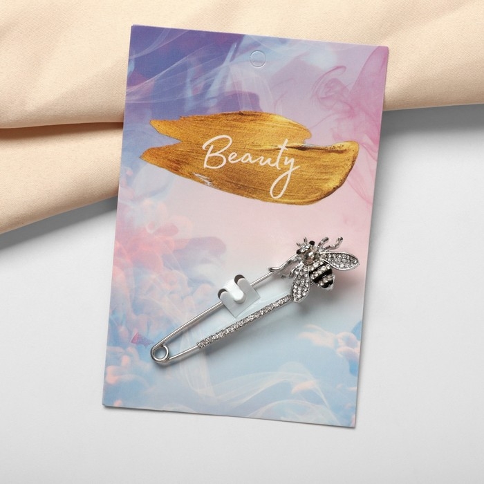 Булавка «Пчела» со стразами, 5,5см, цвет чёрно-белый в серебре Булавка «Пчела» со стразами, 5,5см, цвет чёрно-белый в серебре