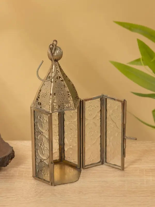 Подсвечник фонарь "Кружево" железо 6,5х6,5х18 см