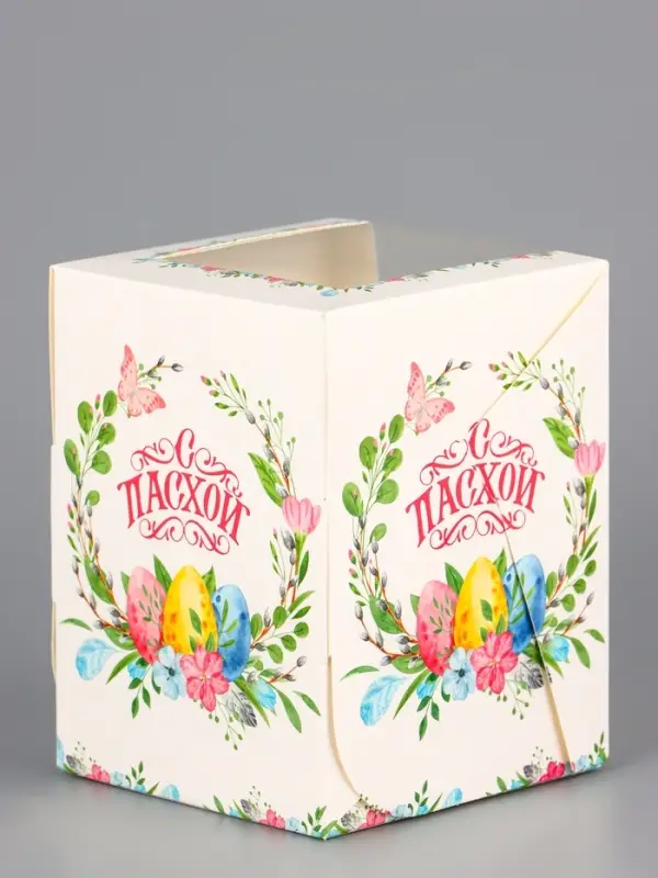 Коробка подарочная пасхальная с окном &laquo;Пасхальный венок&raquo; 9.5&times;9.5&times;12.5 см
