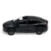 Машина металлическая Tesla Model X Plaid, 12 см, свет и звук, открываются двери, инерция, черная матовая