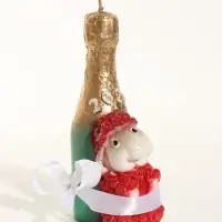 Свеча новогодняя "Овечка с шампанским" 4,5х7,5х15 см, бордовый