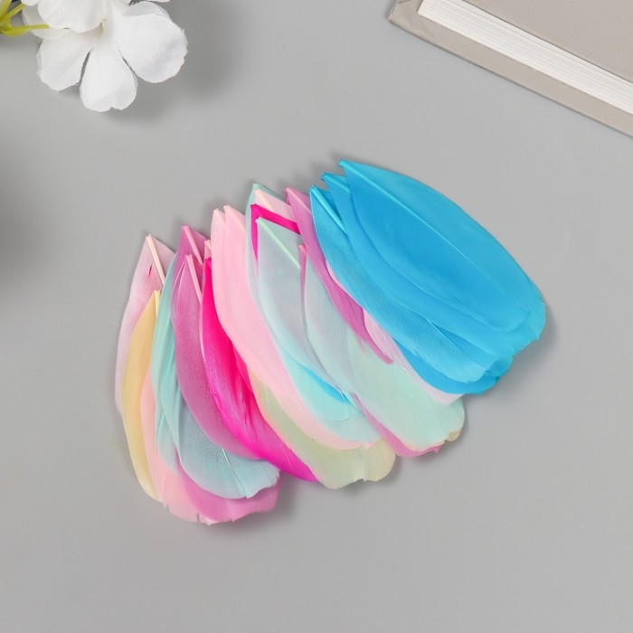 Перо декоративное гусиное Перо декоративное гусиное "Макарун" в форме листа набор 40 шт h=5-7 см