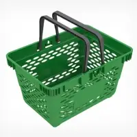 Корзина покупательская пластиковая, 20 л, 2 пластиковые ручки, зелёная