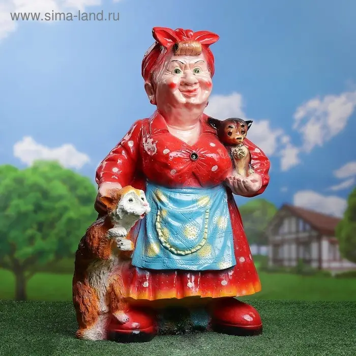 Садовая фигура  Садовая фигура "Тёща с котом и собакой" 51х44х77см МИКС