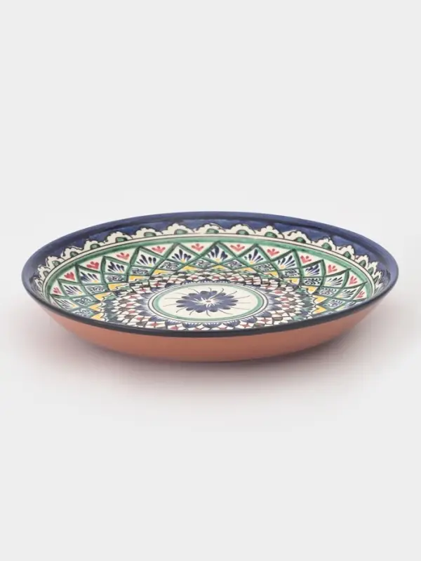 Ляган узбекский Риштанская керамика &laquo;Узоры&raquo;, для плова, d=24.5 см, синий