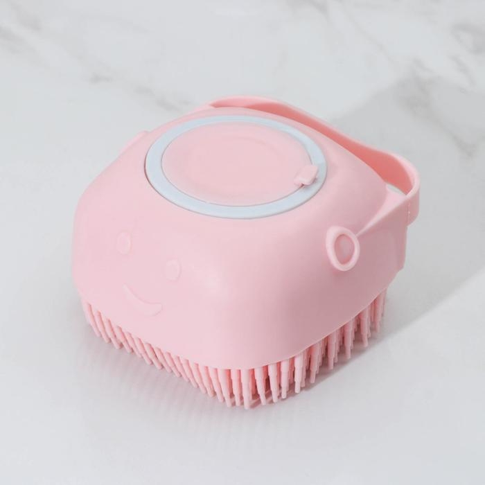 Щётка силиконовая с ёмкостью для мыла Доляна, цвет МИКС Щётка силиконовая с ёмкостью для мыла Доляна, цвет МИКС