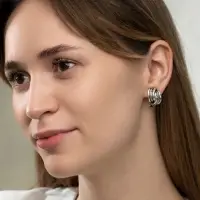 Серьги клипсы для ушей QF &laquo;Узел&raquo;, цвет чернёное серебро