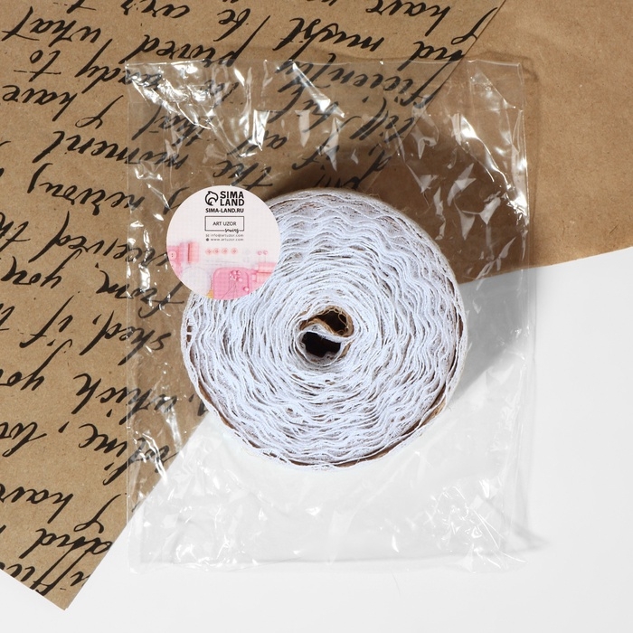 Лента холщовая «Кружево», натуральная, 37 мм, 4,5 ± 0,5 м, цвет белый Лента холщовая «Кружево», натуральная, 37 мм, 4,5 ± 0,5 м, цвет белый