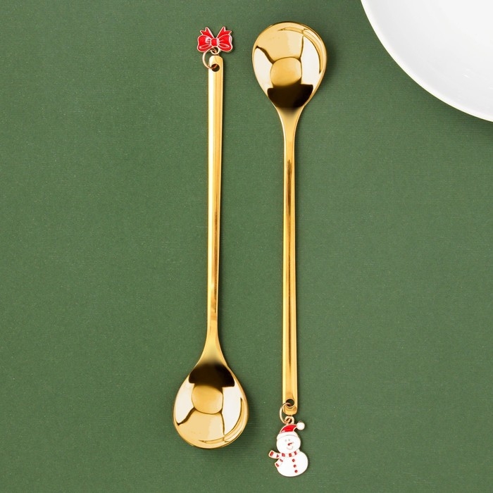 Новый год. Подарочный набор ложек с подвесами &laquo;Сказки в Новом году!&raquo;, 2 шт., 14.8 х 2.7 см