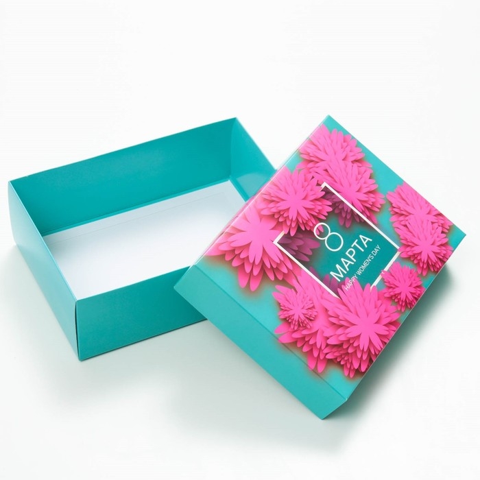 Коробка подарочная, крышка-дно, сборная Коробка подарочная, крышка-дно, сборная "8 марта", 21 х 15 х 7 см