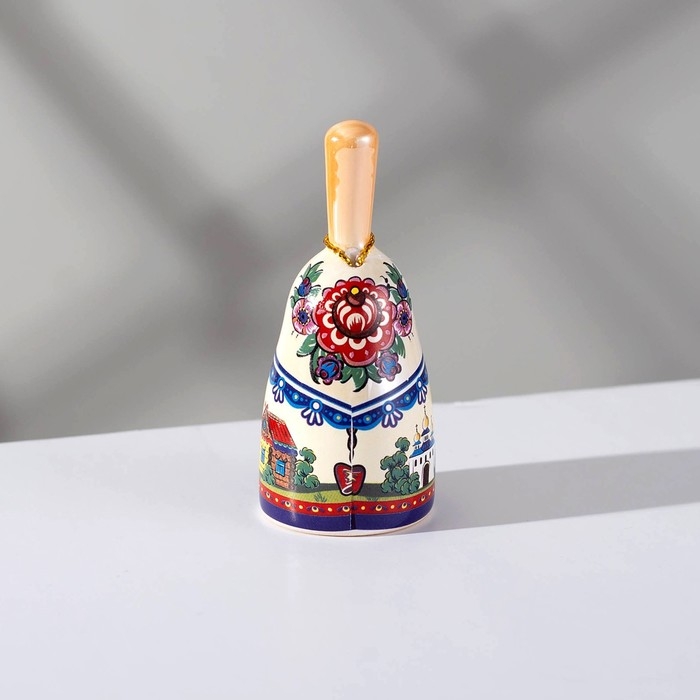 Колокольчик с ручкой  Колокольчик с ручкой "Матрешка" 8 см, малая, керамика,