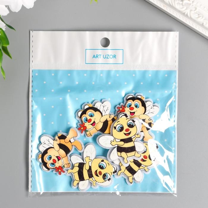 Декор для творчества дерево, войлок Декор для творчества дерево, войлок "Пчёлка" набор 6 шт 4х3,8 см