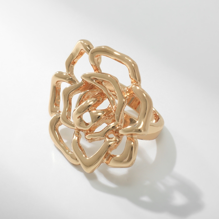 Кольцо металл «Цветок» роза, цвет золото, размер 16