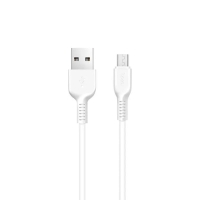 Кабель Hoco X20, microUSB - USB, 2,4 А, 1 м, PVC оплетка, белый