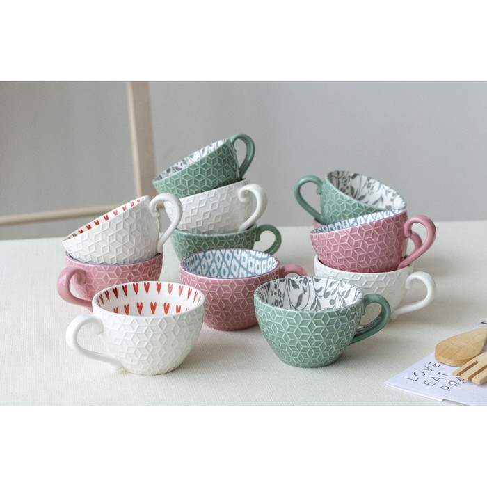 Кружка керамическая «Листья», 290 мл, цвет зелёный Кружка керамическая «Листья», 290 мл, цвет зелёный