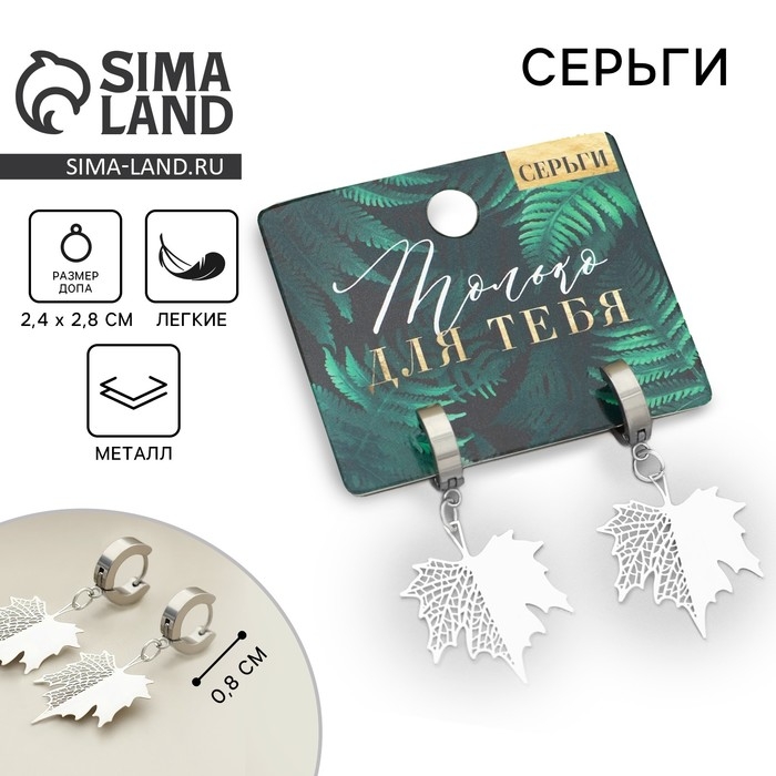 Серьги «Только для тебя», 4 х 1.5 см Серьги «Только для тебя», 4 х 1.5 см