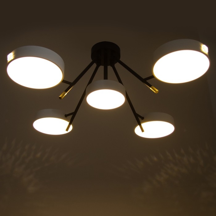 Люстра Люстра "Лагом" 5хLED 120Вт 3000-6000К черно-белый 81х81х30 см BayerLux