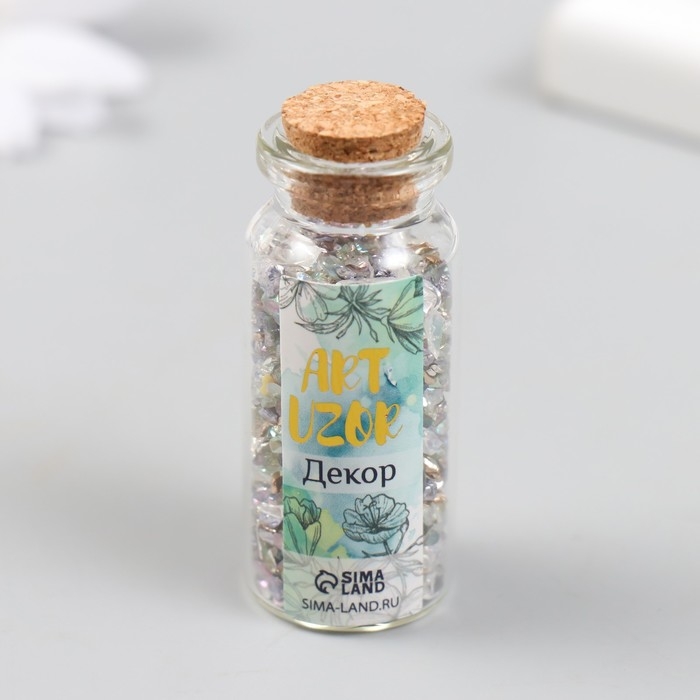 Декор для творчества в баночке Декор для творчества в баночке "Природный камень со стеклом - Серебро" 20 гр 5х2,2х2,2 см