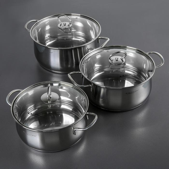 Набор кастрюль «Лира», 3 предмета: 3,2 л, 4,2 л, 5,2 л, стеклянные крышки, капсульное дно, индукция Набор кастрюль «Лира», 3 предмета: 3,2 л, 4,2 л, 5,2 л, стеклянные крышки, капсульное дно, индукция