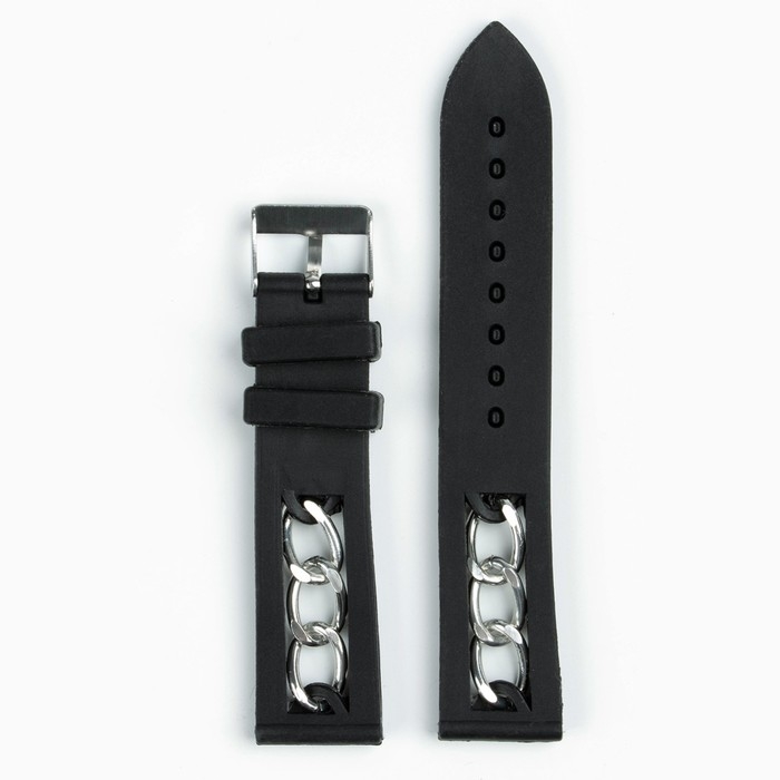 Ремешок для часов, 20 мм, силикон, l-20 см, черный Ремешок для часов, 20 мм, силикон, l-20 см, черный