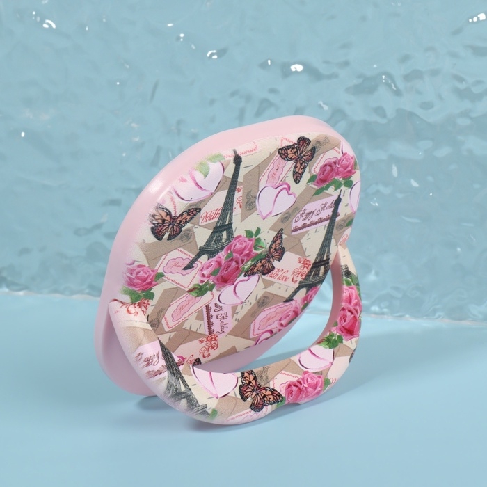 Зеркало карманное «Узор», с подставкой, 8 × 8 см, цвет розовый Зеркало карманное «Узор», с подставкой, 8 × 8 см, цвет розовый