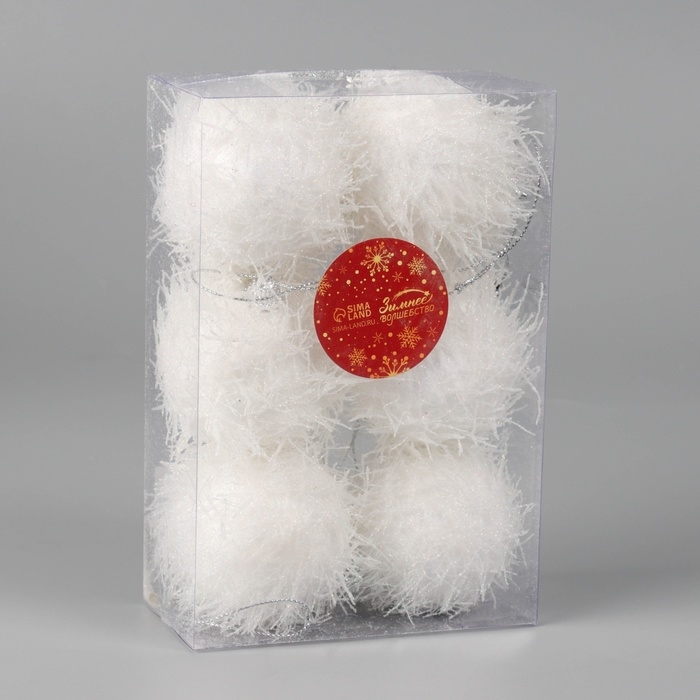 Набор шаров пластик d-6 см, 6 шт Набор шаров пластик d-6 см, 6 шт "Амброс" белый