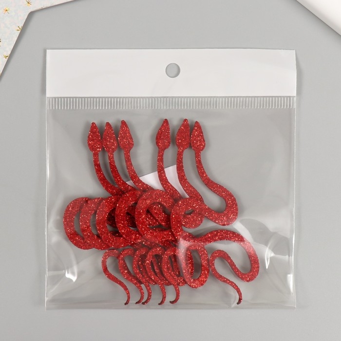 Новогодний декор Новогодний декор "Красная змея" фоам глиттер, 7 см (Новогодний набор 6 шт)