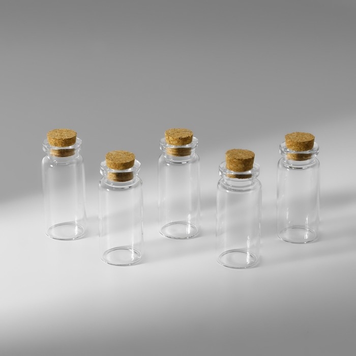 Набор баночек для хранения бисера, d = 2,1 × 5 см, 5 шт, в контейнере, 12,8 × 6,5 × 2,5 см Набор баночек для хранения бисера, d = 2,1 × 5 см, 5 шт, в контейнере, 12,8 × 6,5 × 2,5 см