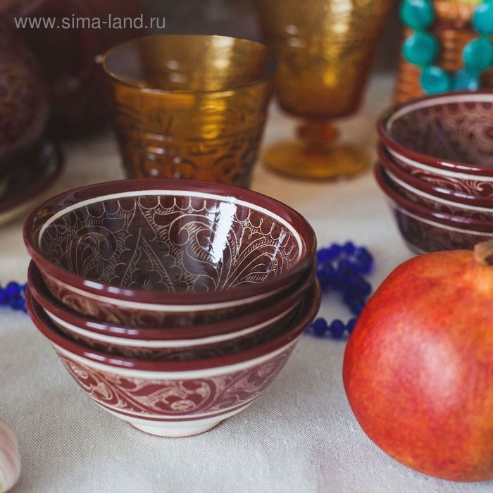 Пиала Риштанская Керамика Пиала Риштанская Керамика "Узоры", 11,5 см, большая, коричневая