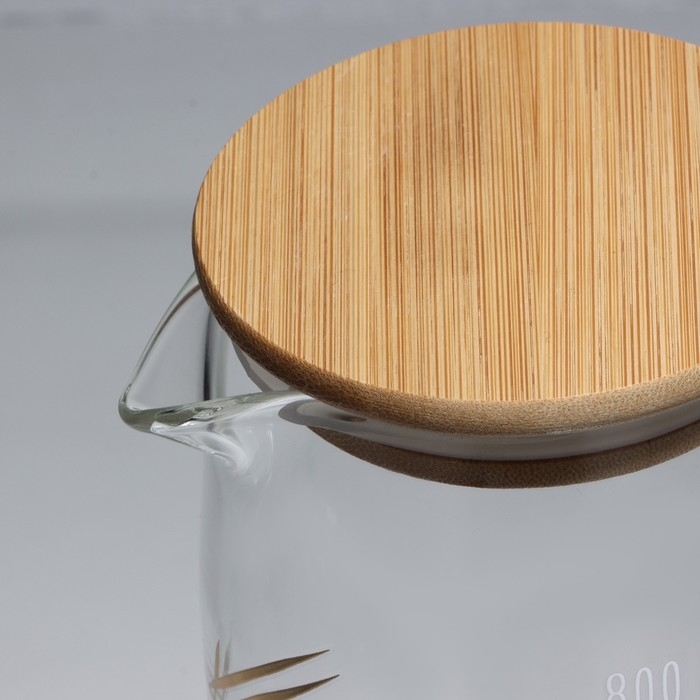 Кувшин стеклянный с бамбуковой крышкой «Тропики», 1000 мл, с крышкой Кувшин стеклянный с бамбуковой крышкой «Тропики», 1000 мл, с крышкой