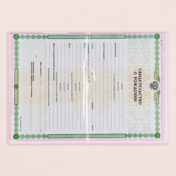 Папка под свидетельство о рождении  Папка под свидетельство о рождении "Коллаж " радуга, розовый фон, А5