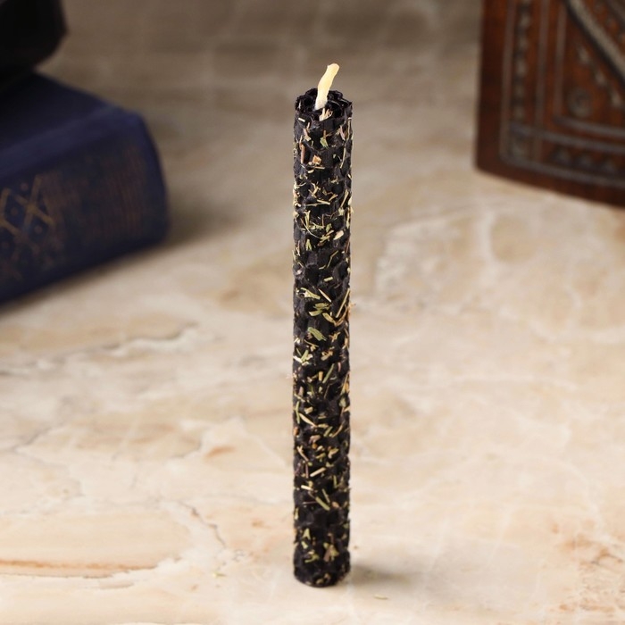 Свеча из вощины с чабрецом  Свеча из вощины с чабрецом "Восстановление энергетики человека" , 13х1,7 см, 1 ч, черный