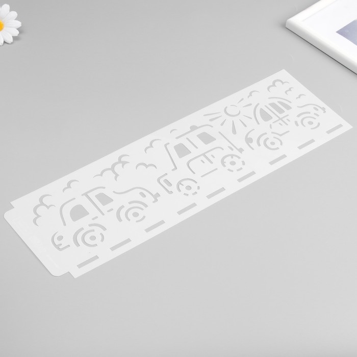 Трафарет бордюрный пластик "Автомобили" 40х12 см