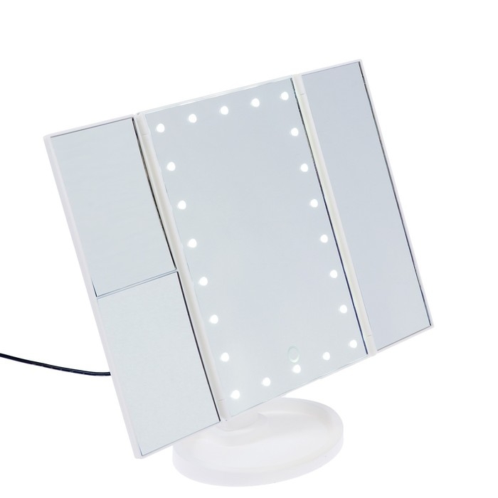 Зеркало Luazon KZ-07, подсветка, 30×18×7 см, 22 диода, 4хААА, (не в комплекте), белое