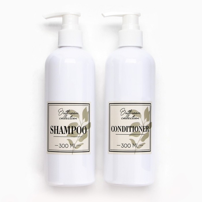 Дозатор для шампуня и кондиционера Bathroom collection, 300 мл., набор 2 шт. Дозатор для шампуня и кондиционера Bathroom collection, 300 мл., набор 2 шт.