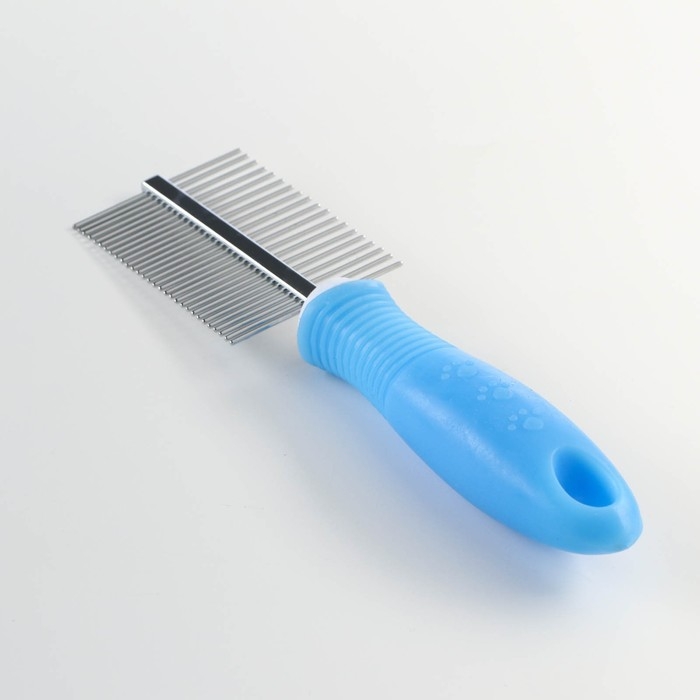 Расчёска  Расчёска "Комфорт" двухсторонняя, нескользящая ручка, 19,5 х 5,2 см, голубая