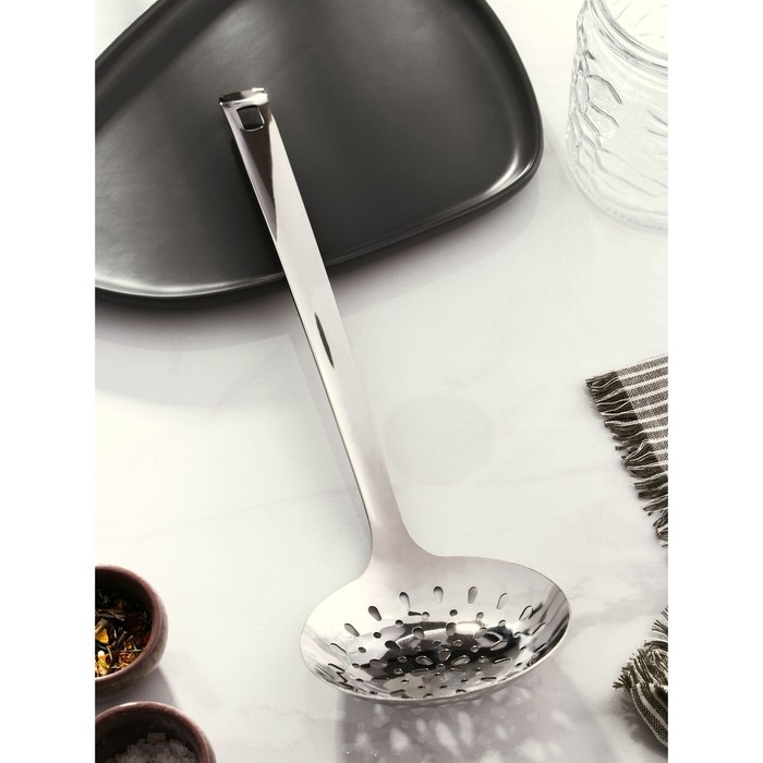 Шумовка из нержавеющей стали Доляна Everyday, 38×11,5 см, толщина 3 мм, цвет серебряный Шумовка из нержавеющей стали Доляна Everyday, 38×11,5 см, толщина 3 мм, цвет серебряный