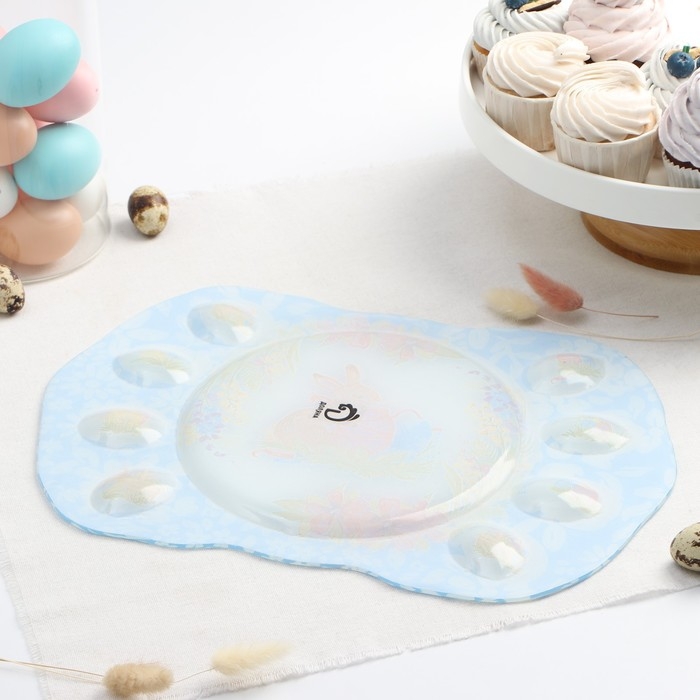 Подставка стеклянная для яиц Доляна «Праздничный кролик», 37×24,5 см, 8 ячеек Подставка стеклянная для яиц Доляна «Праздничный кролик», 37×24,5 см, 8 ячеек