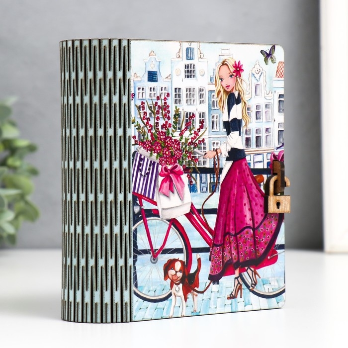 Шкатулка-книга  Шкатулка-книга "Велопрогулка" 14х12х5 см