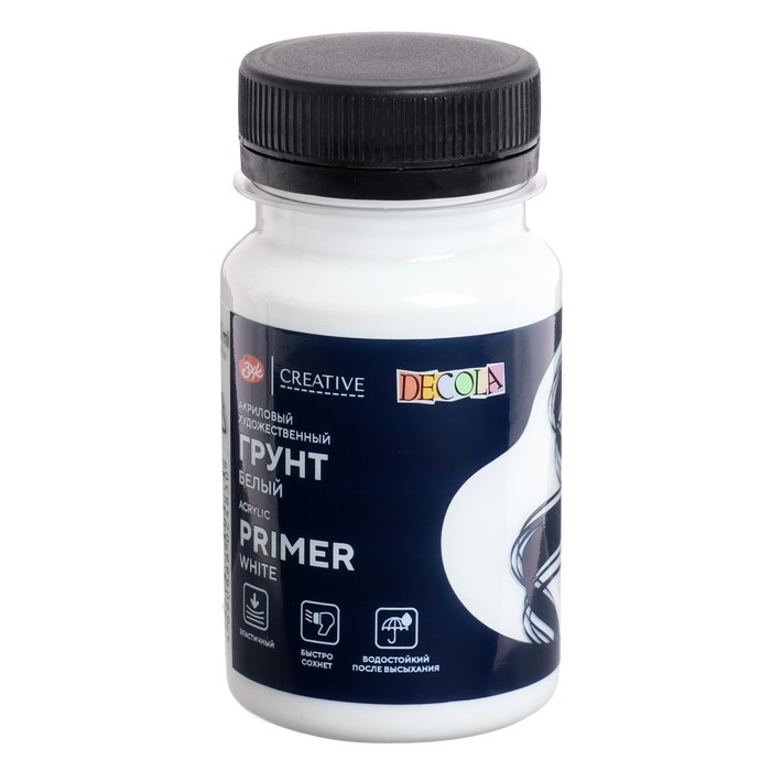Грунт художественный акриловый БЕЛЫЙ, 100 мл, ЗХК Decola, 5827915 Грунт художественный акриловый БЕЛЫЙ, 100 мл, ЗХК Decola, 5827915