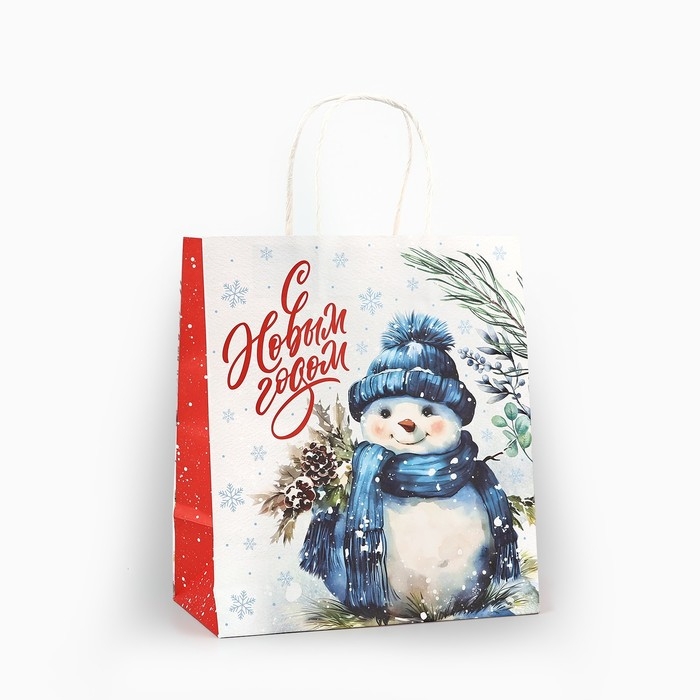 Пакет подарочный новогодний крафтовый «Счастья в новом году», 22 х 12 х 25 см , Новый год Пакет подарочный новогодний крафтовый «Счастья в новом году», 22 х 12 х 25 см , Новый год