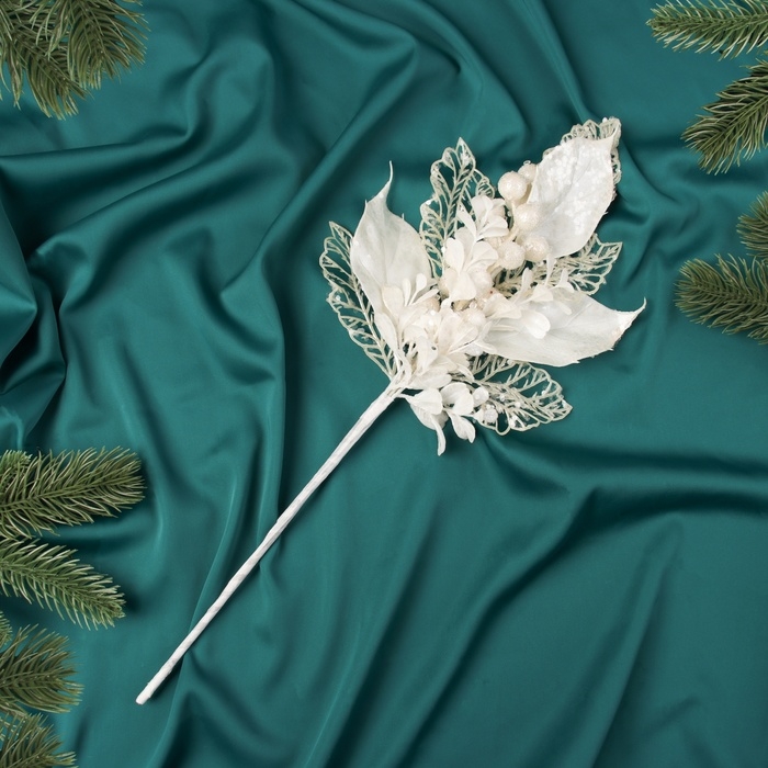 Декор Декор "Новогодняя грация" веточка воздушная, 34х12 см, белый